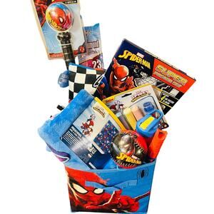 Spiderman Easter bundle 40 by 50 preschool throw ,ball , wand bubbles, pillow